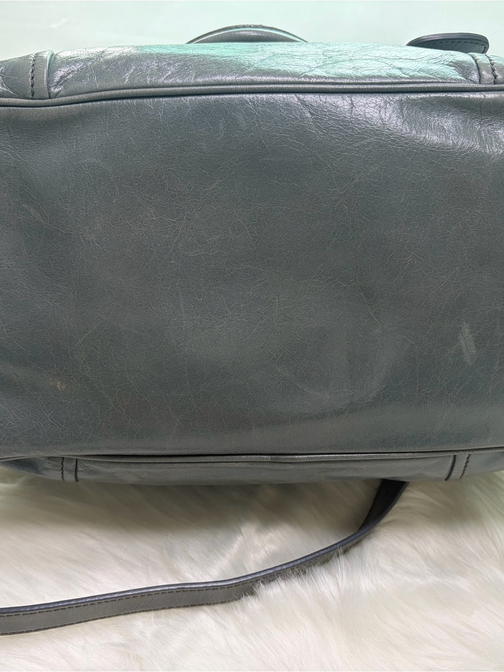 Prada Metallic Gray Leather Shoulder Bag with Gold Hardware - Picture 8 of 17